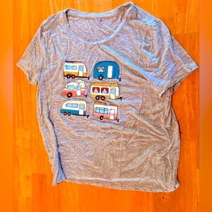 Gray Kids Shirt with Colorful Camper Print